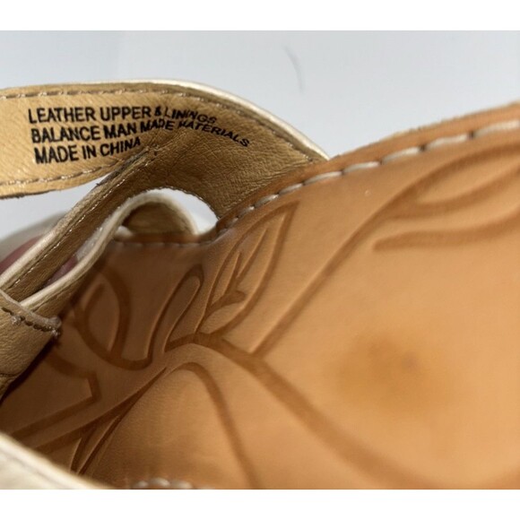 Born Sandals Tan Leather Woven Wedge Block Heel Slip-on Cross Strap Women Sz 9 - Picture 4 of 13